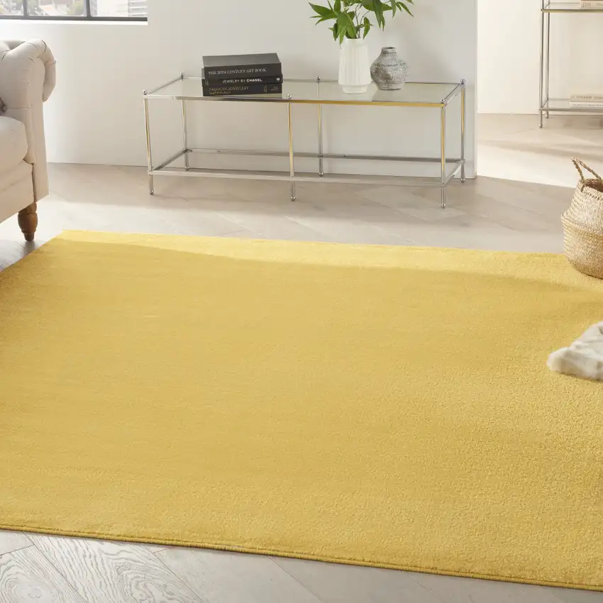 7' Yellow Square Indoor Outdoor Area Rug Photo 6
