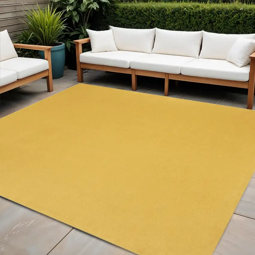 7' Yellow Square Indoor Outdoor Area Rug Photo 2
