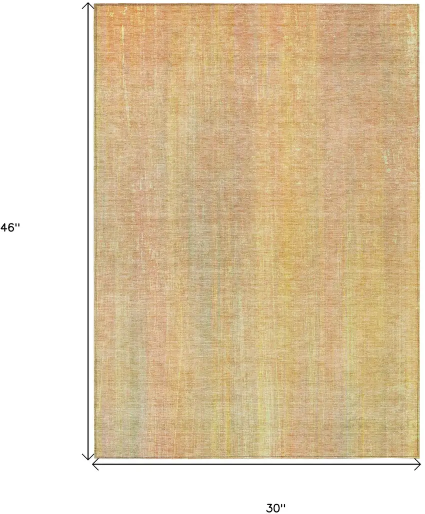 3' X 4' Yellow and Orange Striped Washable Non Skid Indoor Outdoor Area Rug Photo 3