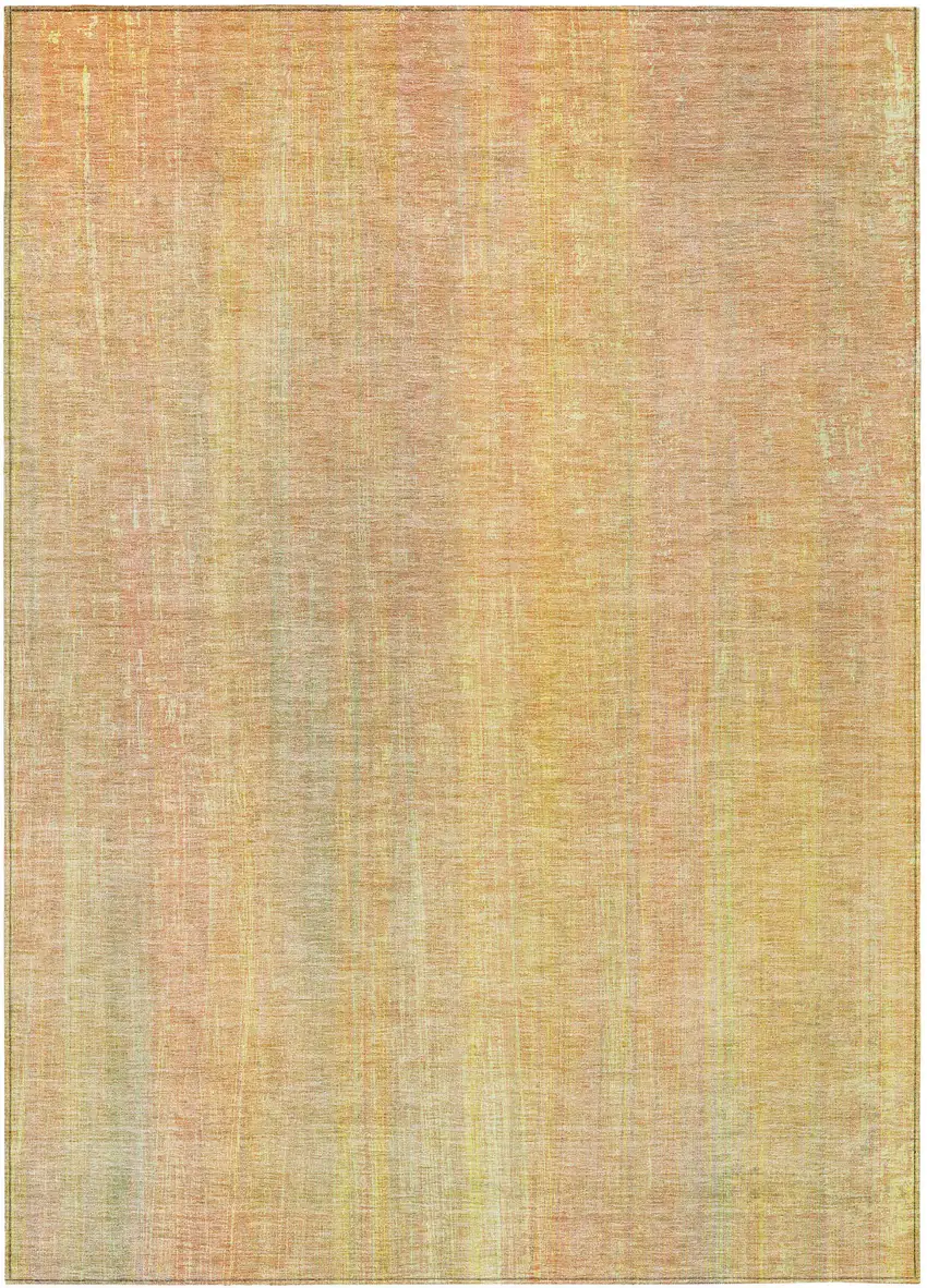 3' X 4' Yellow and Orange Striped Washable Non Skid Indoor Outdoor Area Rug Photo 2