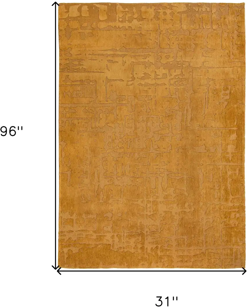 10' Yellow Abstract Non Skid Area Rug Photo 3