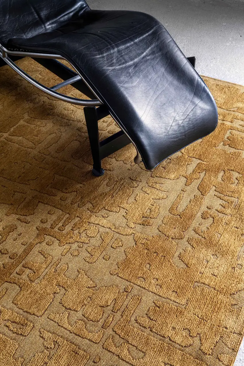10' Yellow Abstract Non Skid Area Rug Photo 7