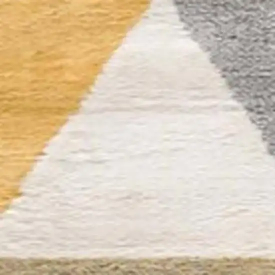 18' Yellow And Beige Abstract Runner Rug Photo 5