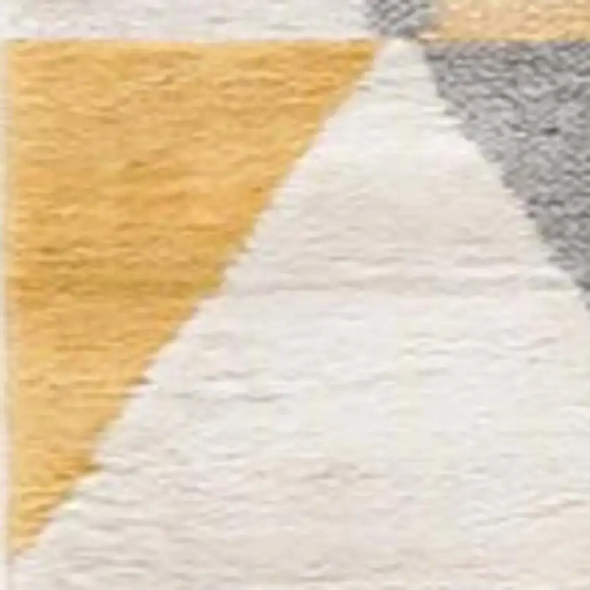 12' Yellow And Beige Abstract Runner Rug Photo 5