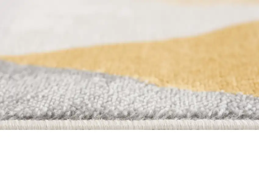 12' Yellow And Beige Abstract Runner Rug Photo 4