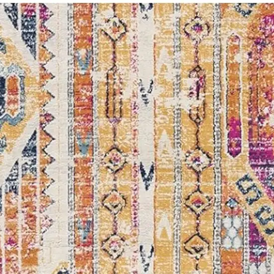 18' Yellow And Beige Abstract Runner Rug Photo 3