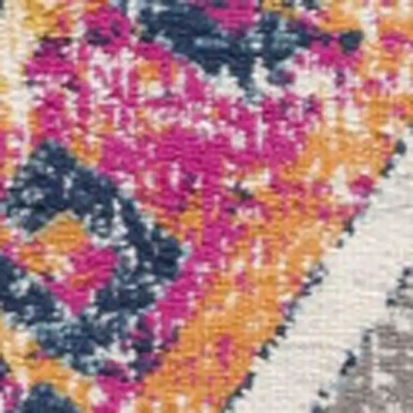 7' Yellow And Beige Abstract Runner Rug Photo 4