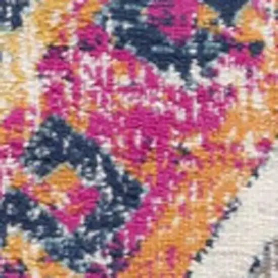 16' Yellow And Beige Abstract Runner Rug Photo 4