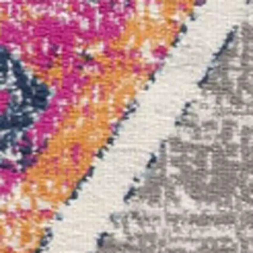 14' Yellow And Beige Abstract Runner Rug Photo 4