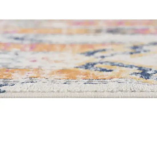 11' Yellow And Beige Abstract Runner Rug Photo 7