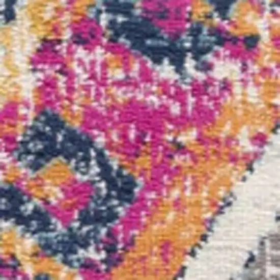 11' Yellow And Beige Abstract Runner Rug Photo 3