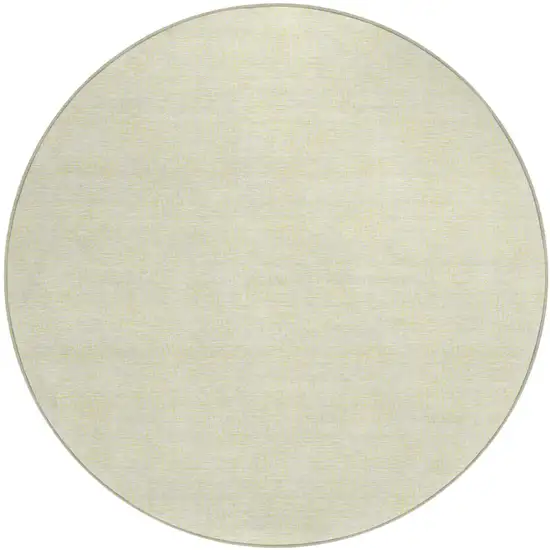 8' Yellow And Beige Round Geometric Washable Indoor Outdoor Area Rug Photo 2