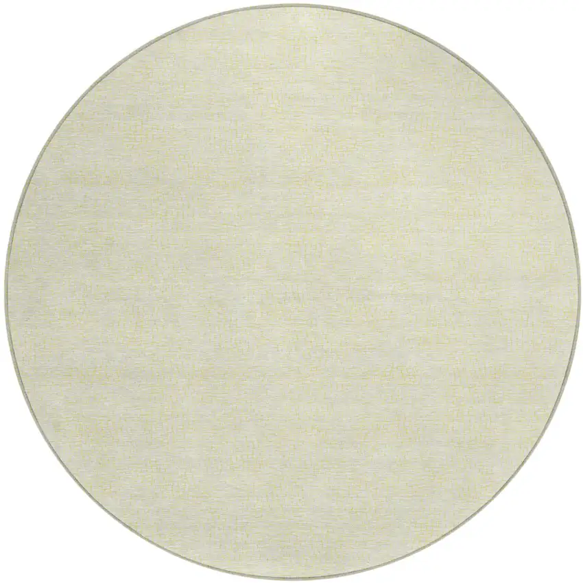 8' Yellow And Beige Round Geometric Washable Indoor Outdoor Area Rug Photo 2