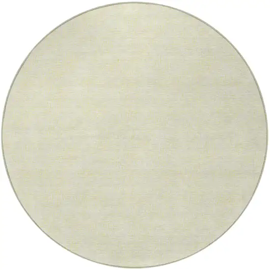 8' Yellow And Beige Round Geometric Washable Indoor Outdoor Area Rug Photo 3