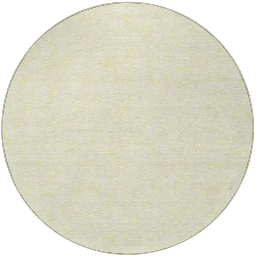 8' Yellow And Beige Round Geometric Washable Indoor Outdoor Area Rug Photo 3