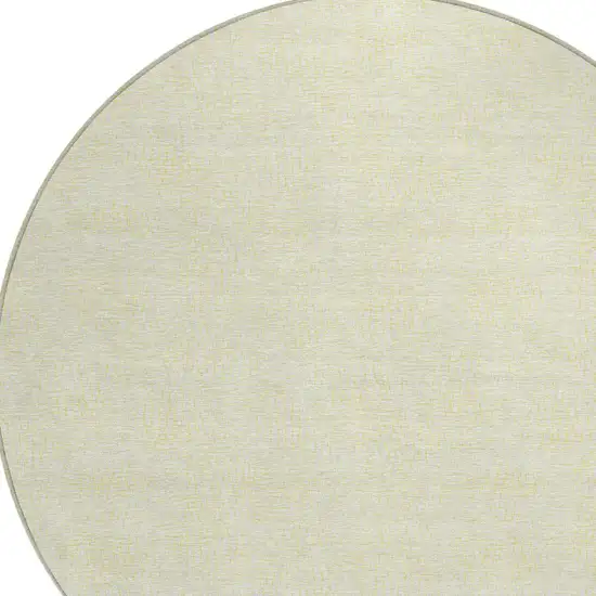 8' Yellow And Beige Round Geometric Washable Indoor Outdoor Area Rug Photo 6
