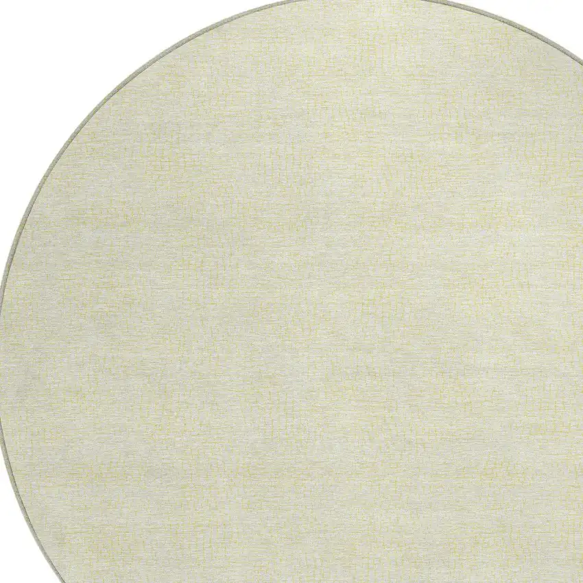 8' Yellow And Beige Round Geometric Washable Indoor Outdoor Area Rug Photo 6