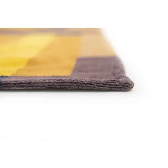 8' Yellow And Black Geometric Washable Round Rug Photo 6