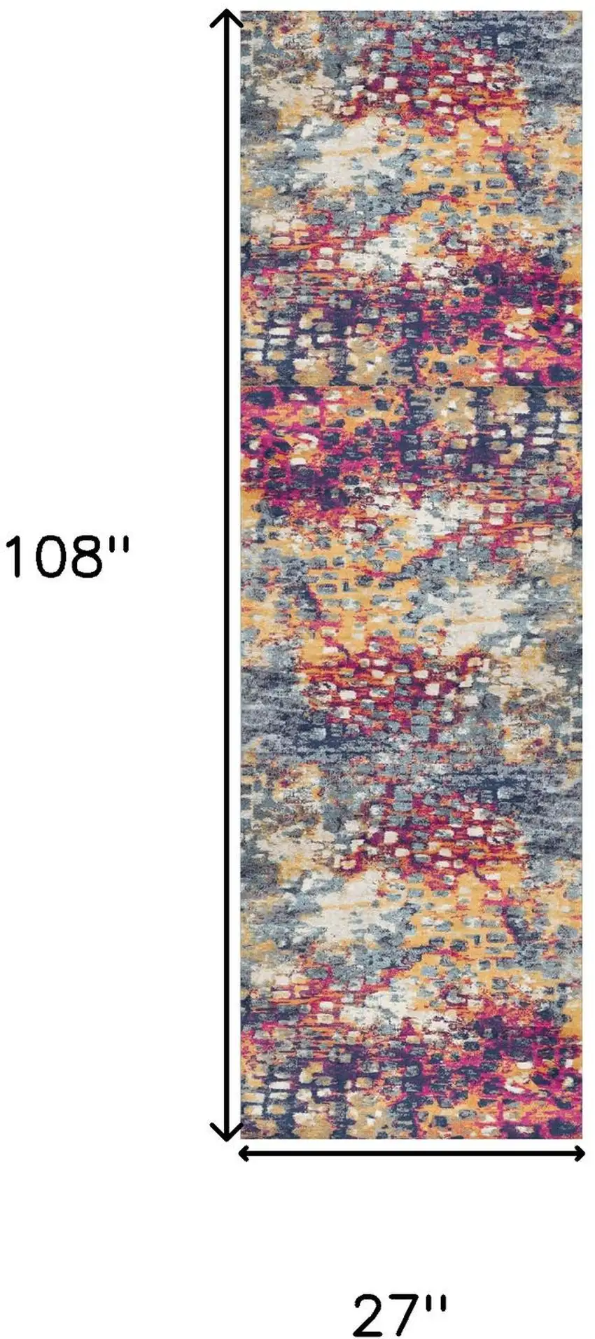 9' Yellow And Blue Abstract Runner Rug Photo 3