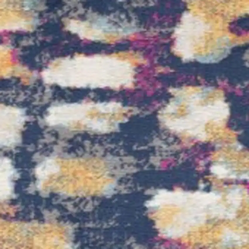 9' Yellow And Blue Abstract Runner Rug Photo 7