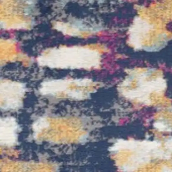 9' Yellow And Blue Abstract Runner Rug Photo 4