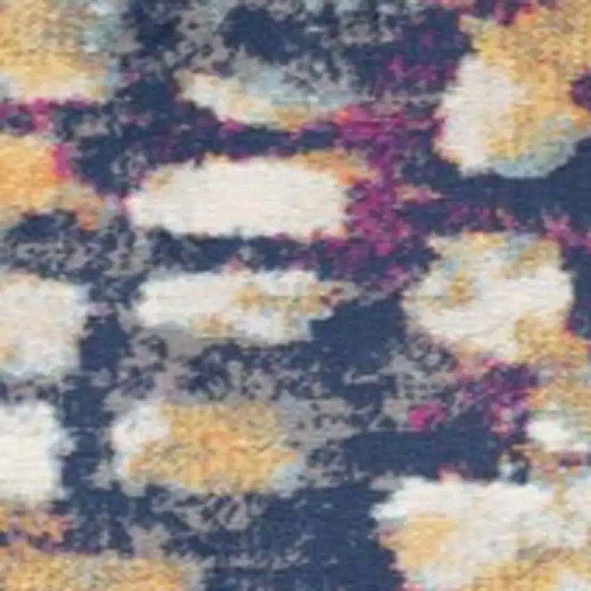 9' Yellow And Blue Abstract Runner Rug Photo 4