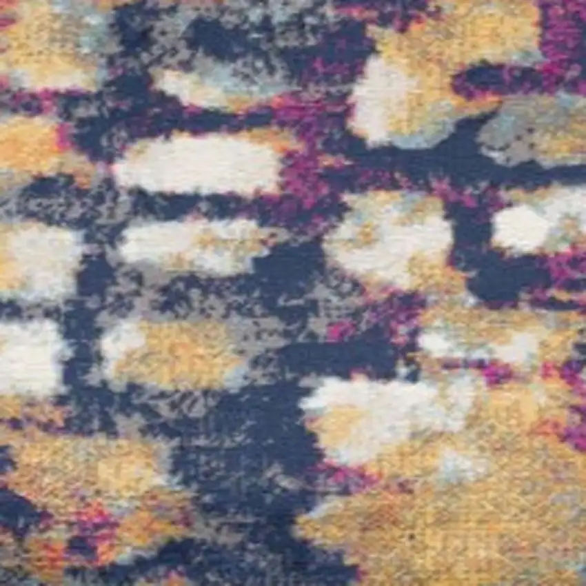 16' Yellow And Blue Abstract Runner Rug Photo 8