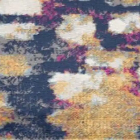 16' Yellow And Blue Abstract Runner Rug Photo 3