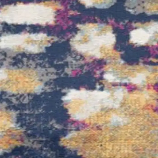 16' Yellow And Blue Abstract Runner Rug Photo 7
