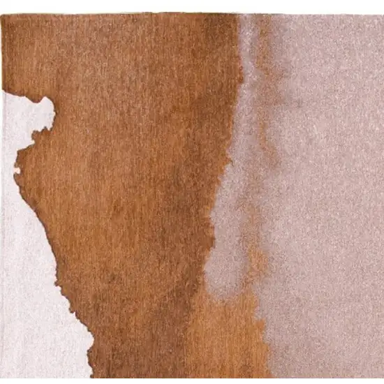 8' Yellow And Brown Abstract Washable Round Rug Photo 3