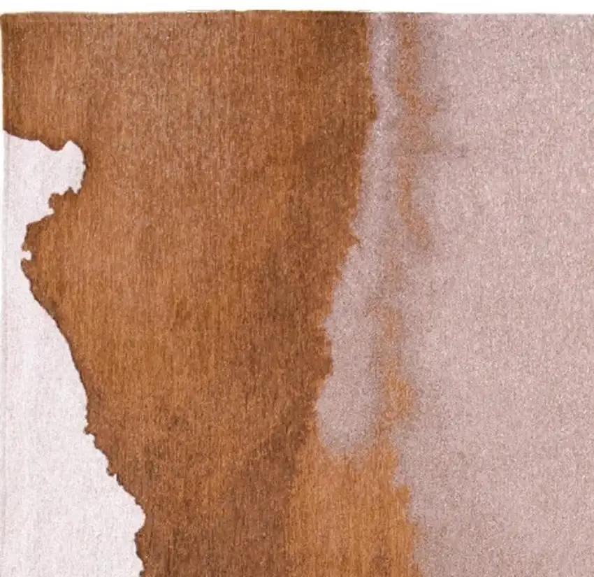 8' Yellow And Brown Abstract Washable Round Rug Photo 3