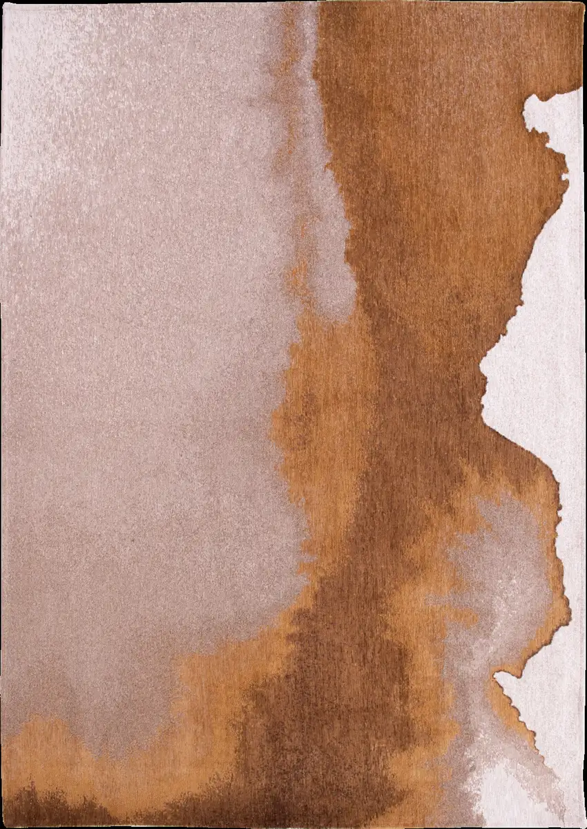 8' Yellow And Brown Abstract Washable Round Rug Photo 5