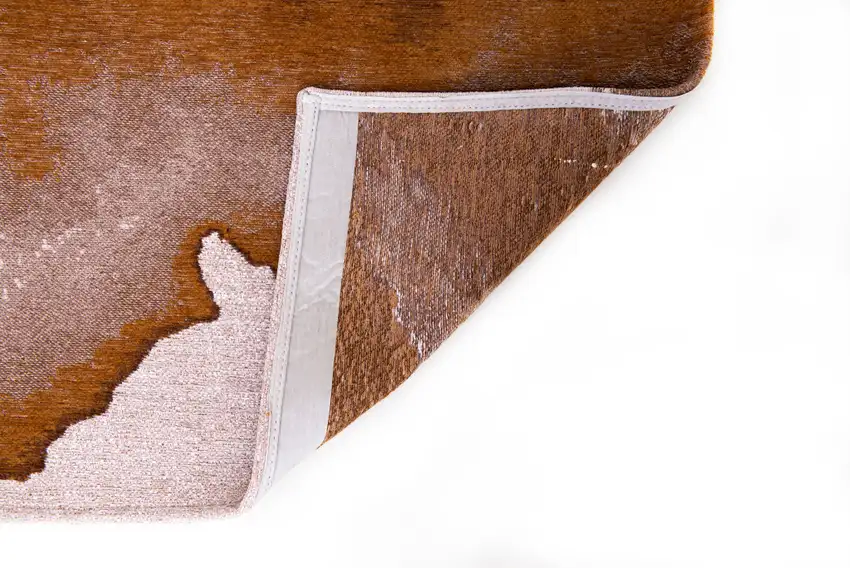 8' Yellow And Brown Abstract Washable Round Rug Photo 8