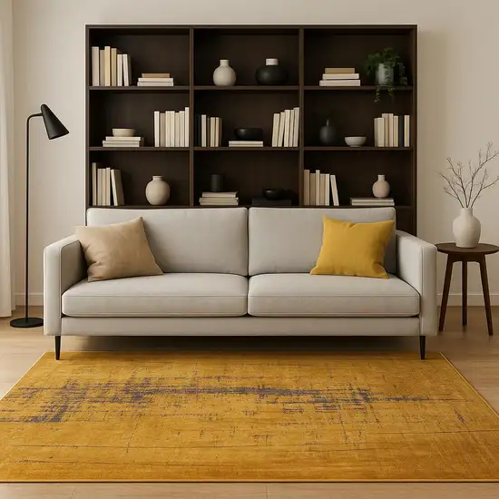 8' Yellow And Brown Chevron ,Washable, Round Rug Photo 1