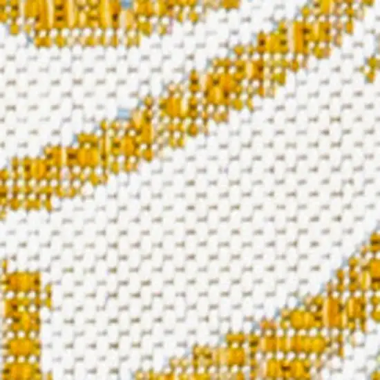 8' Yellow And Cream Floral Indoor Outdoor Runner Rug Photo 2