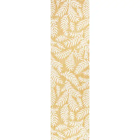 10' Yellow And Cream Floral Indoor Outdoor Runner Rug Photo 3