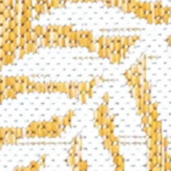 10' Yellow And Cream Floral Indoor Outdoor Runner Rug Photo 2