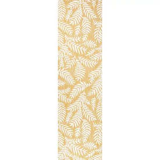 10' Yellow And Cream Floral Indoor Outdoor Runner Rug Photo 1
