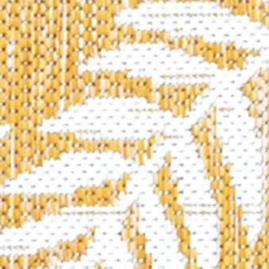 8' Yellow And Cream Floral Indoor Outdoor Runner Rug Photo 3