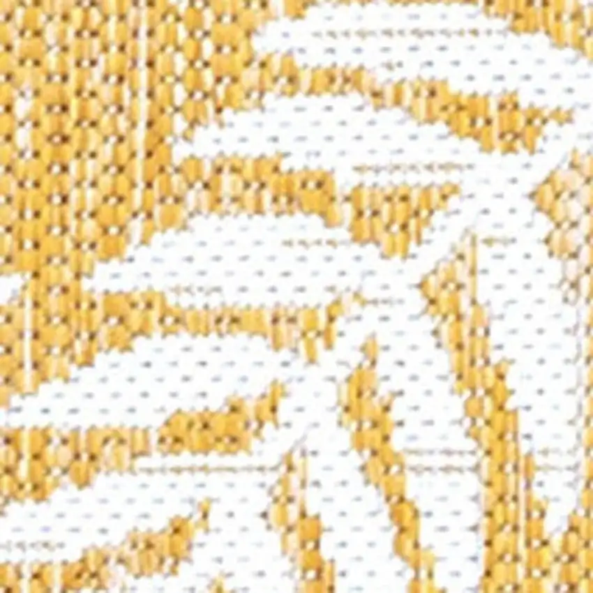 8' Yellow And Cream Floral Indoor Outdoor Runner Rug Photo 3