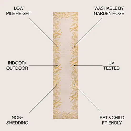 8' Yellow And Cream Floral Indoor Outdoor Runner Rug Photo 6