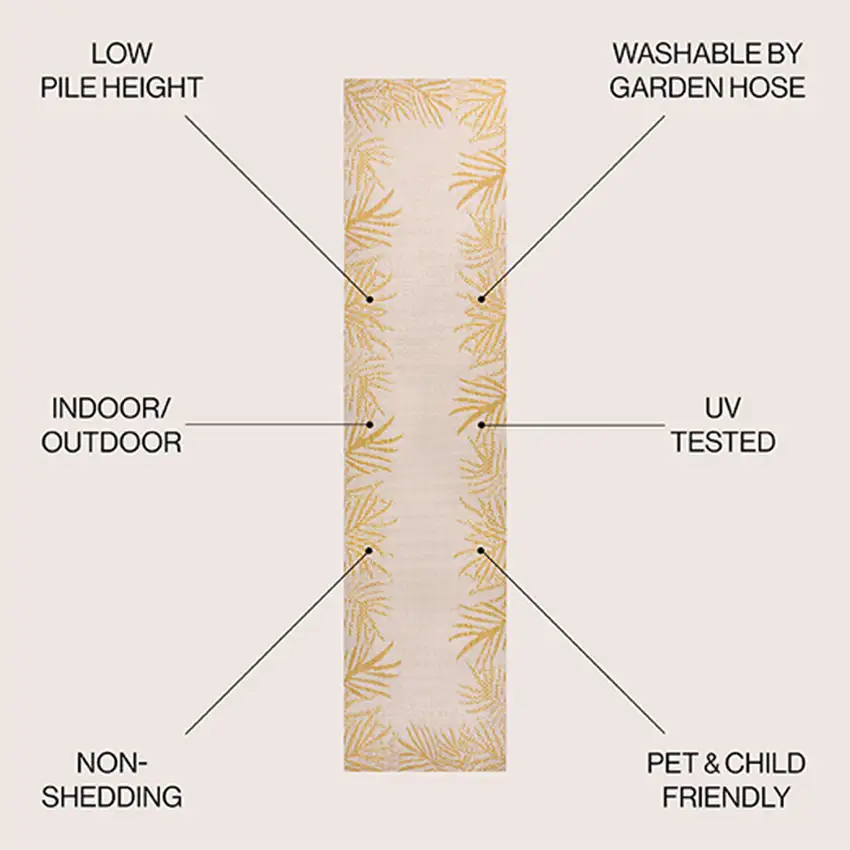 8' Yellow And Cream Floral Indoor Outdoor Runner Rug Photo 6