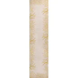 Photo of 8' Yellow And Cream Floral Indoor Outdoor Runner Rug