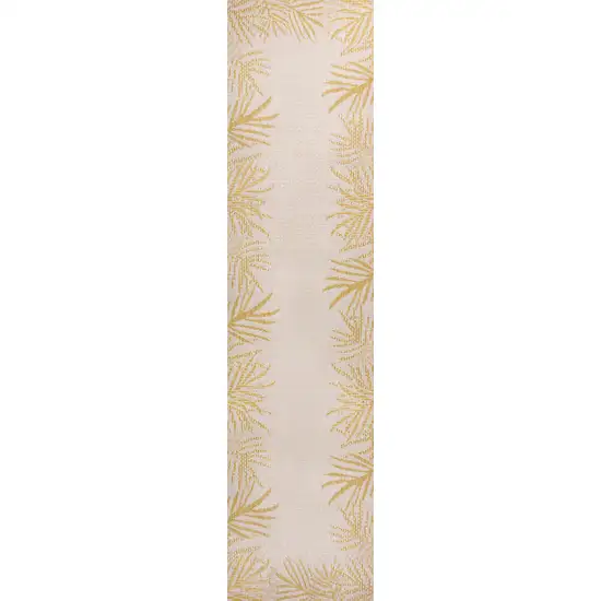 8' Yellow And Cream Floral Indoor Outdoor Runner Rug Photo 1