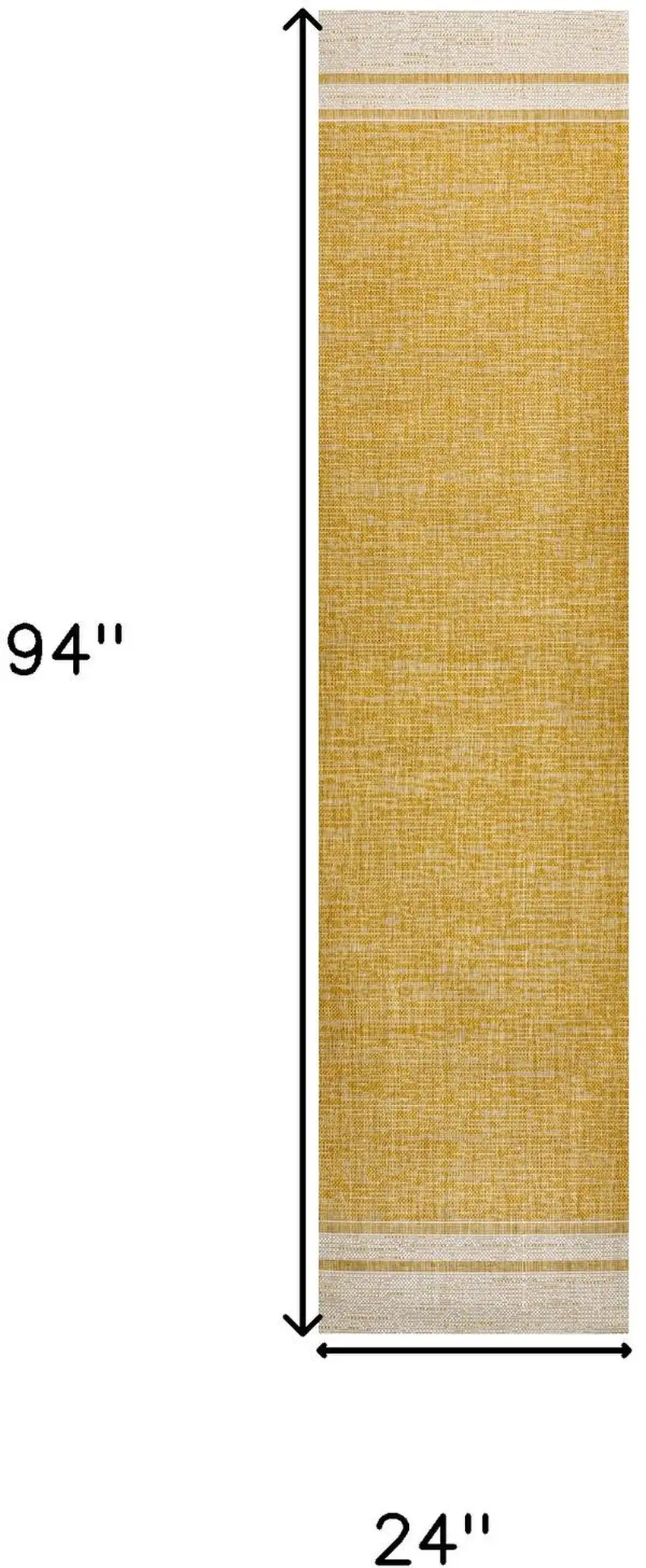 8' Yellow And Cream Indoor Outdoor Runner Rug Photo 7