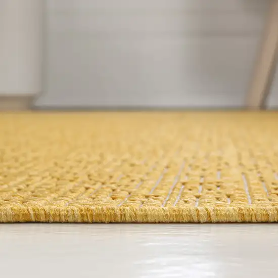 8' Yellow And Cream Indoor Outdoor Runner Rug Photo 8