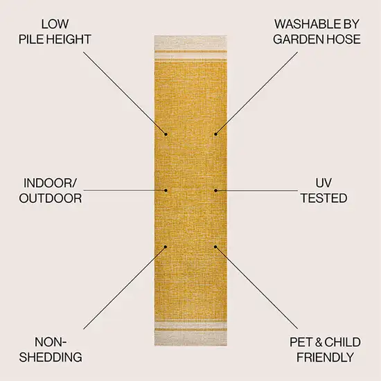 8' Yellow And Cream Indoor Outdoor Runner Rug Photo 6