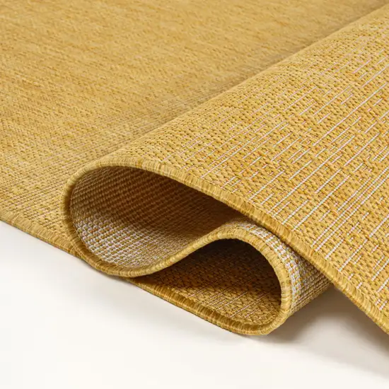 8' Yellow And Cream Indoor Outdoor Runner Rug Photo 9