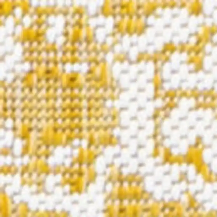 10' Yellow And Cream Medallion Indoor Outdoor Runner Rug Photo 3