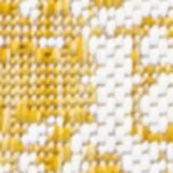 10' Yellow And Cream Medallion Indoor Outdoor Runner Rug Photo 2